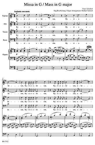 Schubert: Mass in G Major, D 167 (arr. for solists, choir and organ)