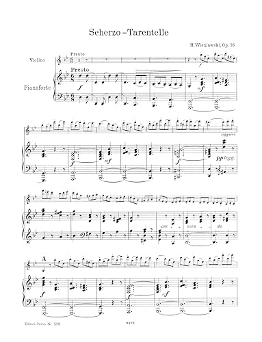 Scherzo-Tarantelle Op. 16 for Violin and Piano