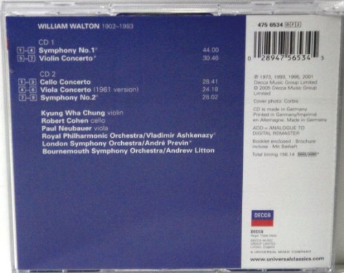 Walton: Symphonies And Concertos: Violin, Viola, Cello