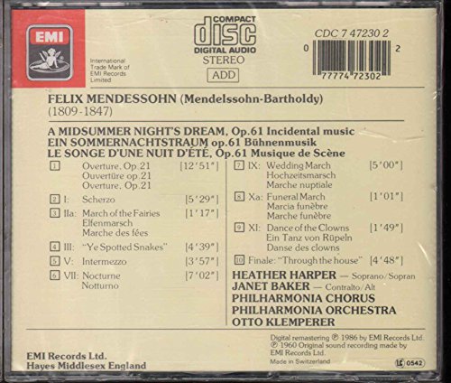 Mendelssohn: A Midsummer Night's Dream, op. 61 Incidental Music.