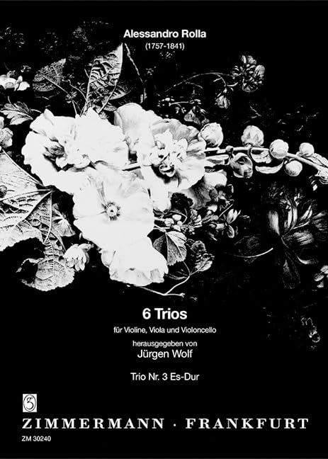 Six Trios: Trio no. 3 en mi bémol majeur. violin, viola and cello. Partition et parties.