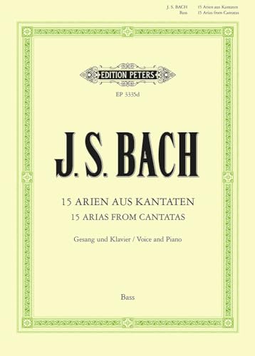 EDITION PETERS BACH JOHANN SEBASTIAN - 15 BASS ARIAS FROM CANTATAS - VOICE AND PIANO Partition classique Vocale - chorale Choeur et ensemble vocal