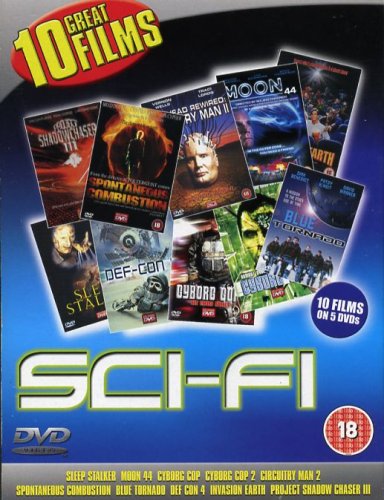 Science Fiction 10 Film DVD Box set, Invasion Earth / Moon 44 / Sleep Stalker / Blue Tornado / Def -Con 4 / Project Shadowchaser 3 / Cyborg Cop 1 + 2 / Spontaneous Combustion / Circuitry Man 2.