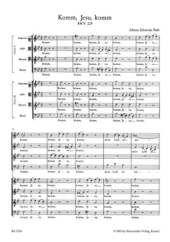 Motet No.5 Komm, Jesu, komm (BWV 229) (Choral Score)