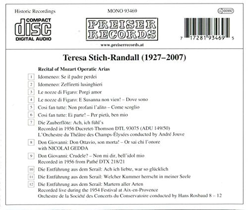 Teresa Stich-Randall Sings Mozart Arias
