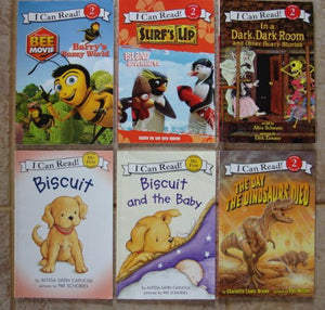 I Can Read! Set of 6 Books (Biscuit ~ Biscuit and the Baby ~ Surf's Up! Island Adventures ~ In a Dark, Dark Room and Other Scary Stories ~ Bee Movie: Barry's Buzzy World ~ The Day the Dinosaurs Died)