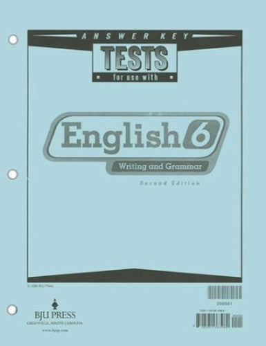 English Tests Answer Key Grd 6 2nd Edition