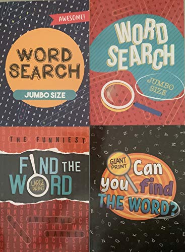 Lot of 4 Large Print - Awesome Word Search, Word Search, Find the Word and Can You Find the Word Full Size Puzzle Books
