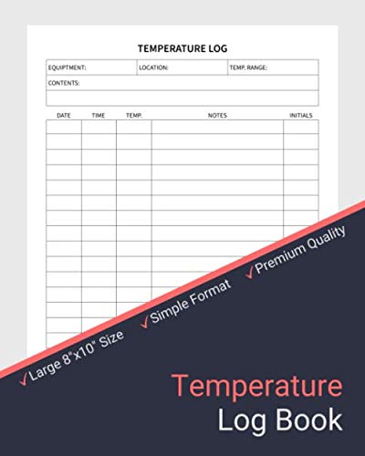 Temperature Log Book: Simple Fridge/Freezer Temperature Monitoring Book For Restaurants, Catering & Home: Date, Time, Temperature, Initial, Notes