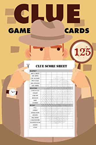 Clue Game Cards: 125 Score Sheets for Clue Board Game, Replacement Cards, Detective, Refill Pads, size 6 x 9 inch