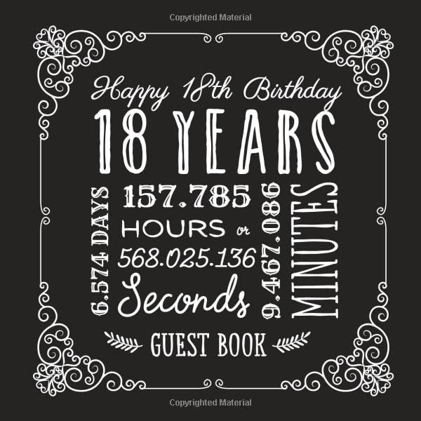 Happy 18th Birthday - Guest Book: Great for 18th Birthday - Vintage Party - Black Birthday Decorations, Gifts for men and women - 18 Years - Retro ... pages for Wishes and Photos of Guests
