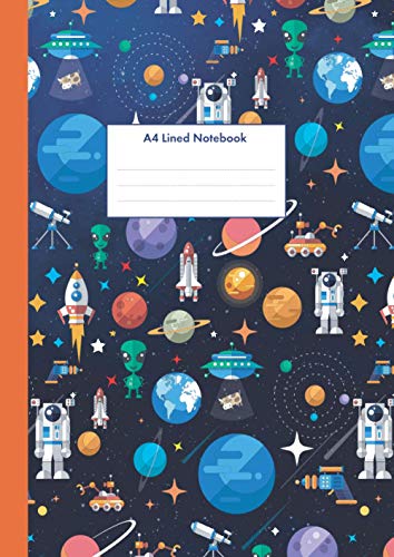 Lined Notebook For Kids A4 Wide Ruled for School or Home Use Outer Space Cover Design Back to School: (Blank Lined Notebook for children 60sheets/120 pages)