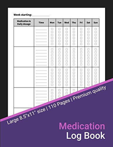 Medication Log Book: 52-Week Daily Medication Chart Book, Monday to Sunday Medication Record Book