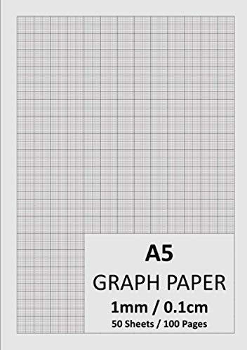 A5 Graph Paper 1mm 0.1cm: 148mm x 210mm, 1/5/10 mm Square Grid Ruled Graphing Notepad, 100 Pages/50 leaves | Engineering & Science Notebook | 1mm-5mm-10mm Graph Paper A5 Pad | 90gsm White Paper