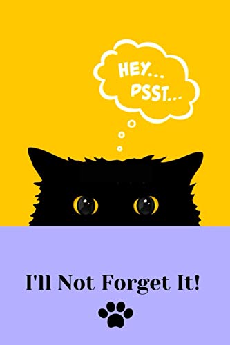 I'll Not Forget It!: Black cat in the shadow password book with alphabetical tabs.