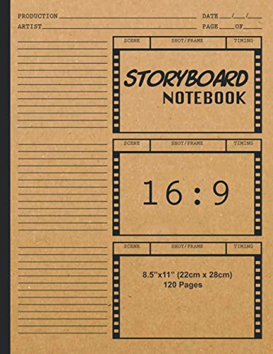 Storyboard Notebook 16:9 : Blank Storybook Sketchbook 16:9 Thumbnail Template Panels Large Story Board Sketch Pad Professional Storyboard Journal for Filmmakers, Directors, Students, Animators and Artists