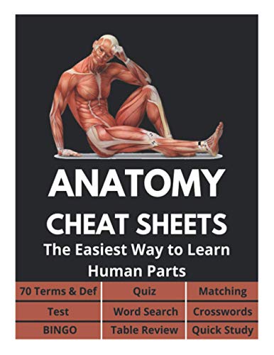 Anatomy Cheat Sheets - 70 Terms & Def, Quiz, Matching, Test, Word Search, Crosswords, Bingo, Table Review, Quick Study