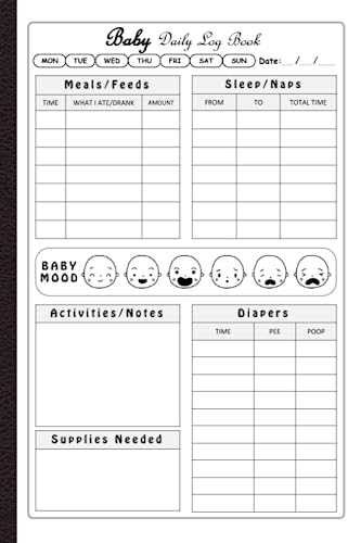 Baby Daily Log Book : Record Feed, Sleep, Naps, Diapers, Activities and Supplies Needed Perfect for New Parents or Nannies