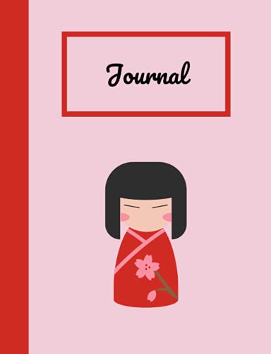 Cute Japanese Wooden Doll Journal: Red Kimono Journal
