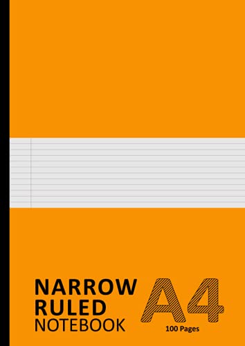 Narrow Ruled Notebook : A4, 100 Pages, 90gsm 5mm Lined and Margin Note Book Extra Narrow Journal Notepad with Thin Lines for Note Taking, Journaling, Creative Writing, etc. - Yellow Cover
