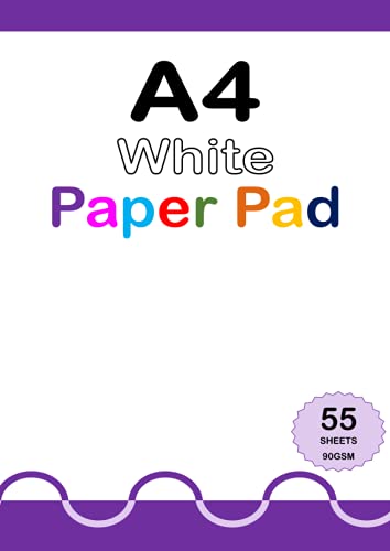 A4 White Paper Pad: Drawing Book For Children, 110 Pages, 90gsm, Sketchbook For kids, Art, Craft, Fun Activities, etc. - Purple