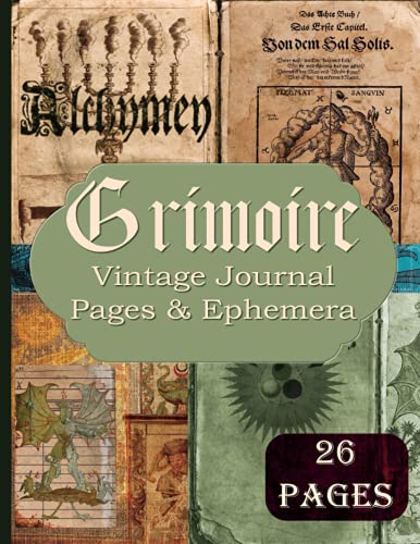 Grimoire Vintage Journal Pages and Ephemera : Alchemy Kit Includes 26 Alchemy Pages for Scrapbooking and Collage