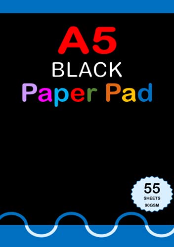 A5 Black Paper Pad: Sketchbook For kids, Drawing Book For Children, Art, Craft, Fun Activities, DIY, etc., 110 Pages, 90gsm - Blue