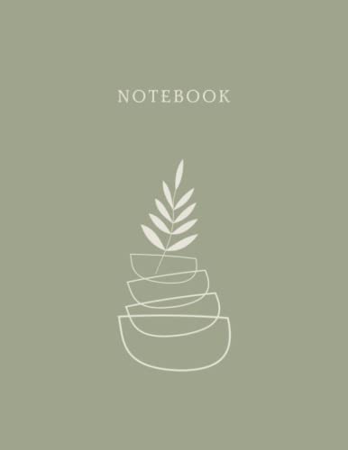 Sage Green Notebook: Aesthetic lined journal with Abstract Art/Minimal Plant