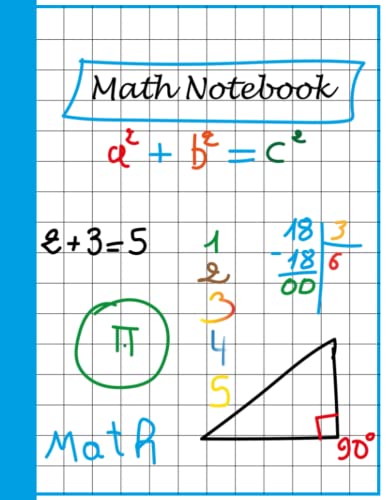 Math Notebook: Lined Graph Paper Composition Notebook for Kids, large squares, 100 pages, 8.5X11 inches