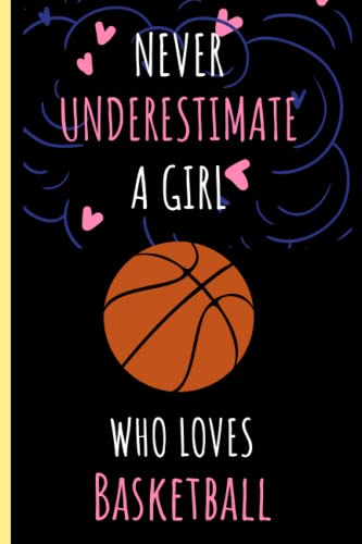 Never Underestimate A Girl Who Loves Basketball: Funny Basketball Blank Lined Notebook Journal For Girls And Women. Basketball Lovers Notebook Journal ... Birthday And Christmas Gift Ideas.