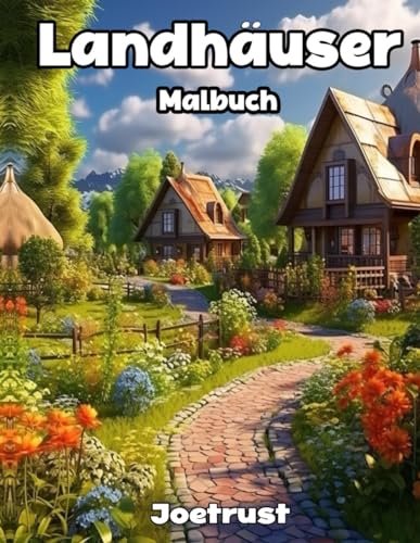 Landhäuser Malbuch Joetrust: Ein Erwachsenen-Malbuch Erstaunlich Stressabbauende Designs mit Häusern einer Kleinstadt, Hinterhofgärten, friedlichen Landschaften und vielem mehr ! (German Edition)