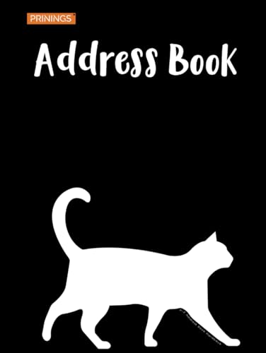 Address Book Hardback: A-Z Large Print Address Book For Elderly Hard Back : Address Books With Alphabet Index : Cat on Black Background Cover Design