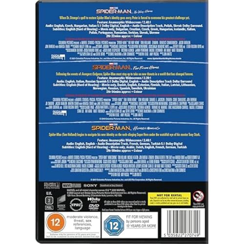 Spider-Man Triple: Home Coming, Far from Home & No Way Home [DVD] [2021]