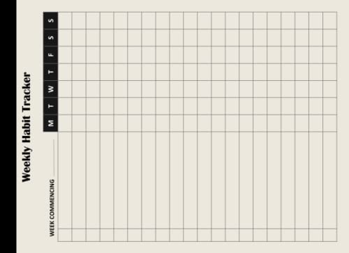 Weekly Habit Tracker : Undated 53 Week (One Year) Habit Tracker Journal A5 Cream Paper Habit Tracking Notebook Weekly Habits Planner Pad - Black