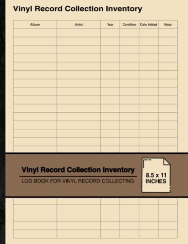 Vinyl Record Collection Inventory : Log Book for Vinyl Record Collecting for Vinyl Record Collectors Large