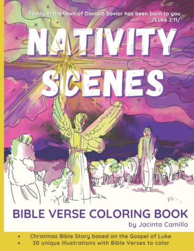 Nativity Scenes Coloring Book: Christian Coloring Book for Adults and Children: : Color Christmas Motivational Bibles Verse and Advent Prayer Book