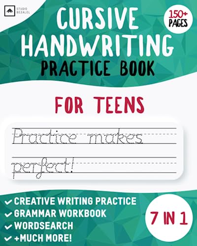 Cursive Handwriting Practice Book for Teens: 7-in-1, 150+ Pages, Handwriting Practice Book to Master Creative Writing, Vocabulary & Complex Words/ Sentences