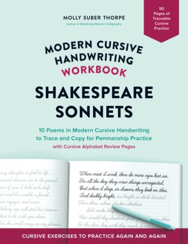 Modern Cursive Handwriting Workbook: Shakespeare Sonnets: 10 Poems in ...