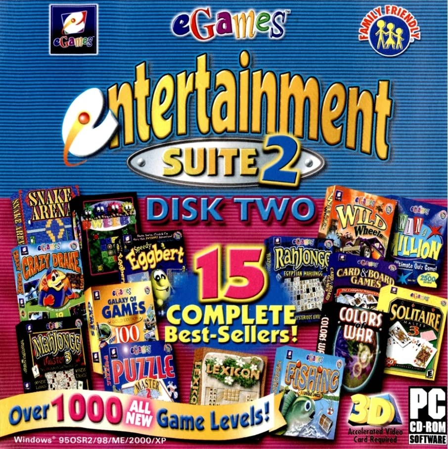 eGames Entertainment Suite 2x 15xComplete Best-Sellers! Over 1000 Games Levels (Windowx XP)