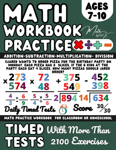 KS2 Maths Workbook Year 3/ Year 4/ Year 6, Addition, Subtraction, Multiplication, Division, Fractions, Word Problems, Suitable for Ages 7-10 Years ... and Revision ( Kids Ages 7-10 ), Grades 2-4