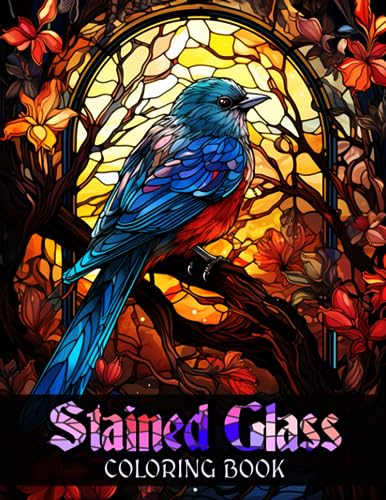 Stained Glass Pattern Coloring Book : An Adult Coloring Book with 50 Pages Designs and Easy Patterns. Coloring Book for Adults Relaxation and Stress Relief