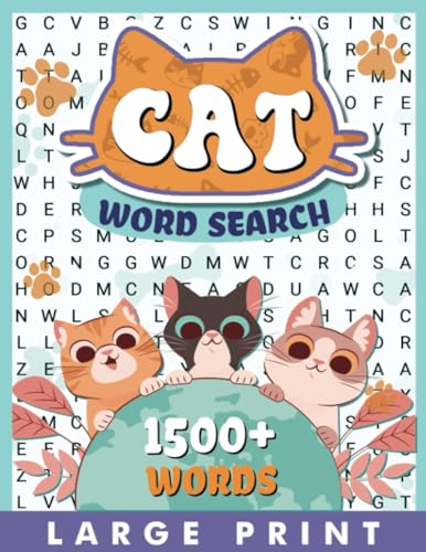 Cats Word Search Large Print: Cats Word Search Puzzle Book for Adults With 1500+ Words. Large Print Animasl Word Search Book, Puzzles Books Gifts For Christmas Birthday