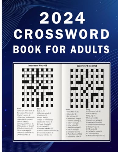 2024 crossword book for adults: Quick crossword books for adults containing 100 puzzles ( UK Version)