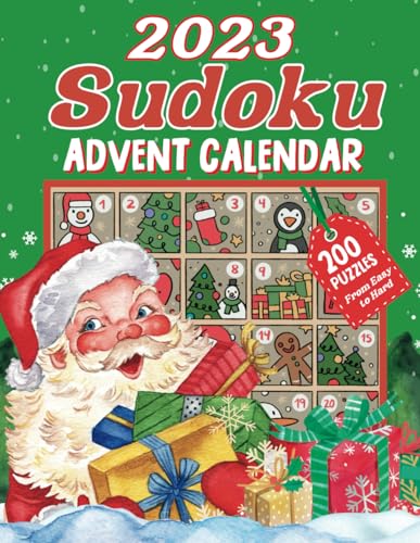 2023 Sudoku Advent Calendar: 200 Puzzles Christmas Sudoku Stocking Stuffers For Women With 3 Levels