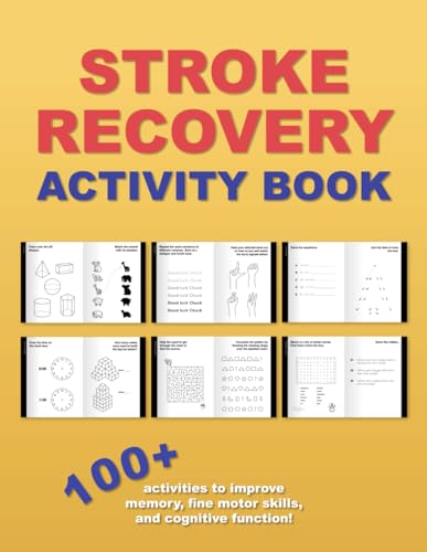Stroke Recovery Activity Book – 100+ Puzzles for Traumatic Brain Injury & Aphasia Rehabilitation: Fun stroke recovery workbook with tracing, memory games and more. Great gift for stroke recovery!
