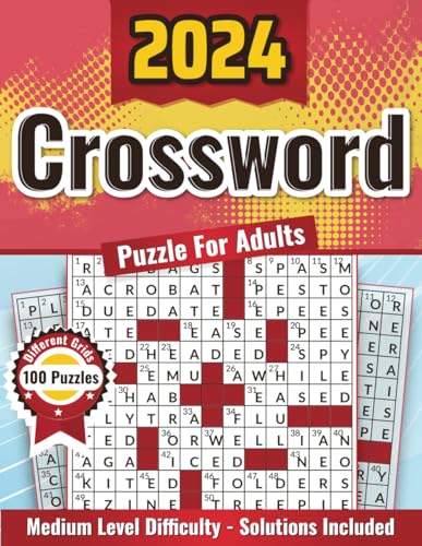 2024 Crossword Puzzles Book For Adults: Medium Crosswords For Seniors & Teens With Solution